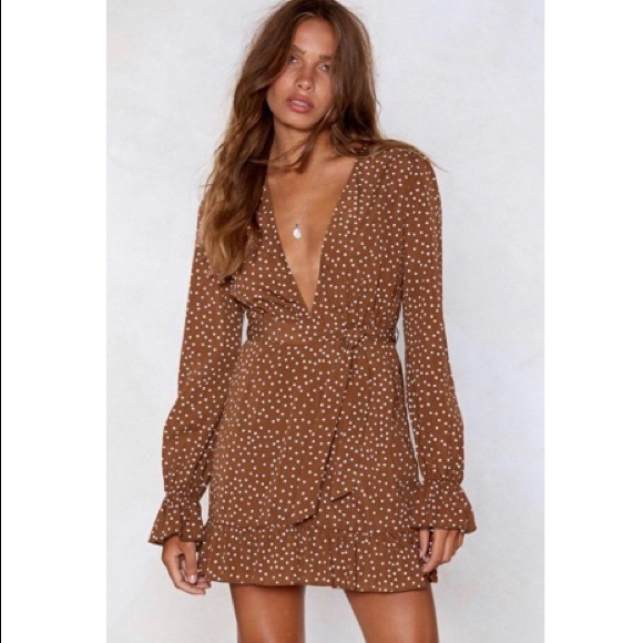 Nasty Gal Dresses & Skirts - Polka Dot Plunge Mini Dress